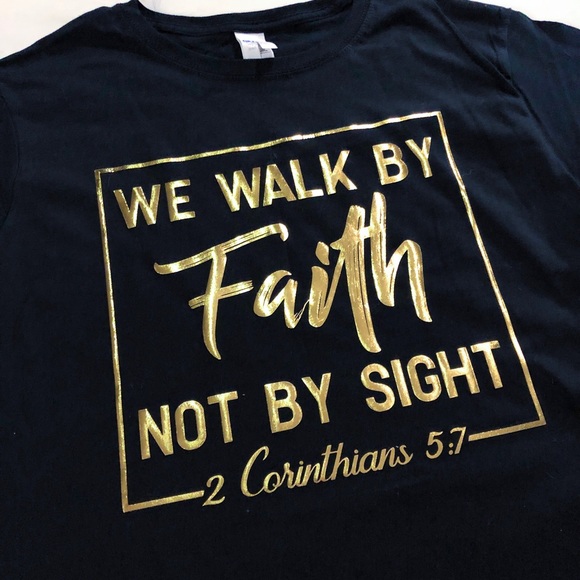 Christian Womens T Shirt Walk By Faith Graphic Tee - Picture 3 of 10